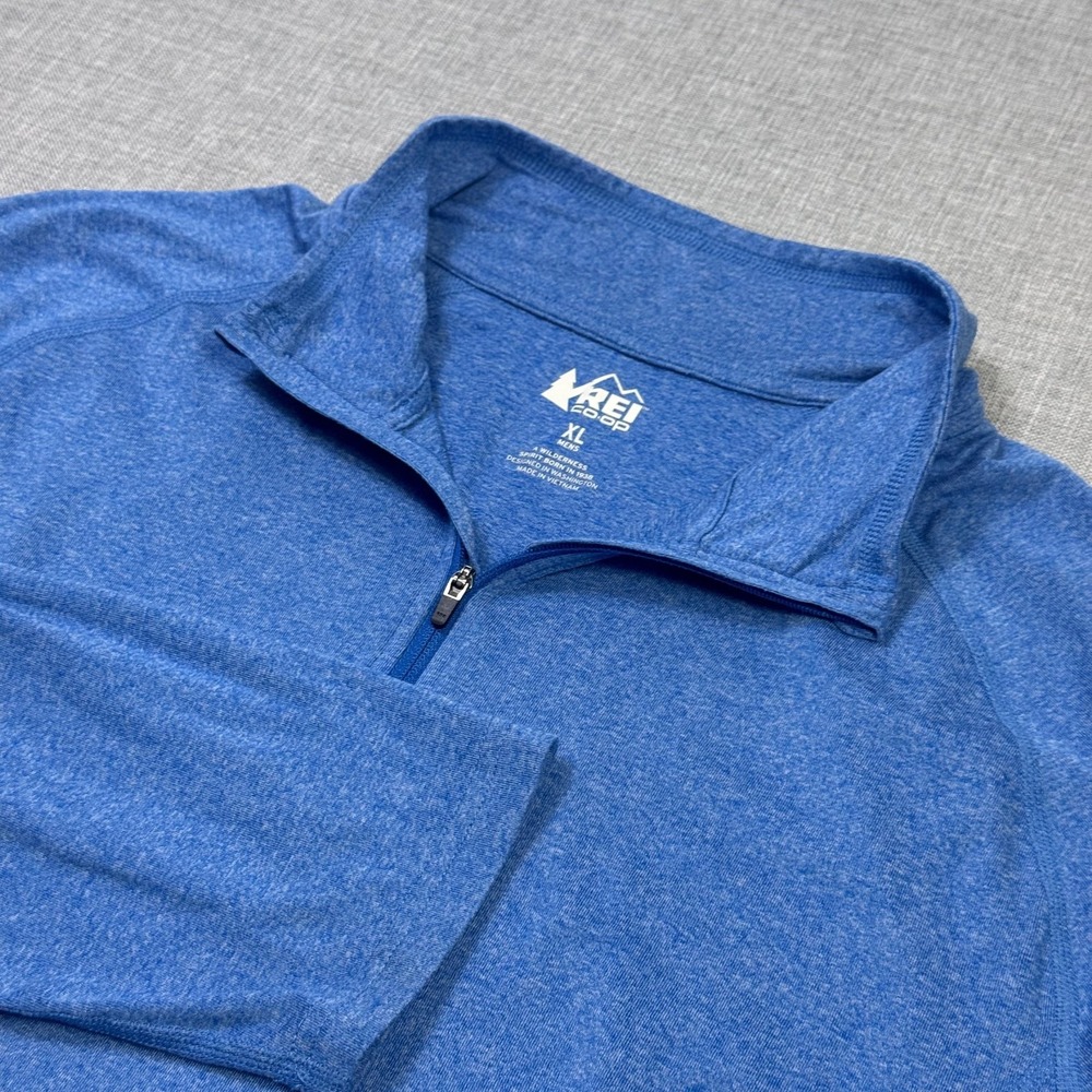 REI Co-op Shirt Mens XL Blue 1/4 Zip Mock Neck Pullover Lightweight Performance